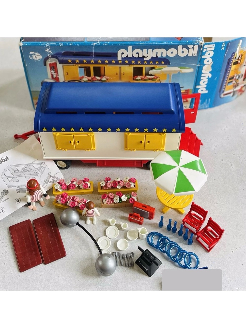 Playmobil 3728 Romani Circus Strongman Trailer Set 1991 Vintage Incomplete